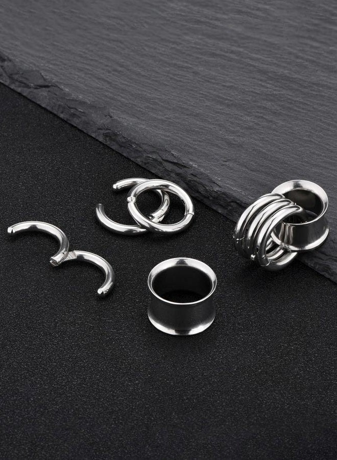PiercingJ 1 Pair Ear Guages with Rings Ear Weight Plugs Tunnels Hypoallergenic Ear Expander Stretchers 316 Stainless Steel Hoop Earrings Piercing Body Jewelry 1/2""(12mm), AXUS80094 - Image 5