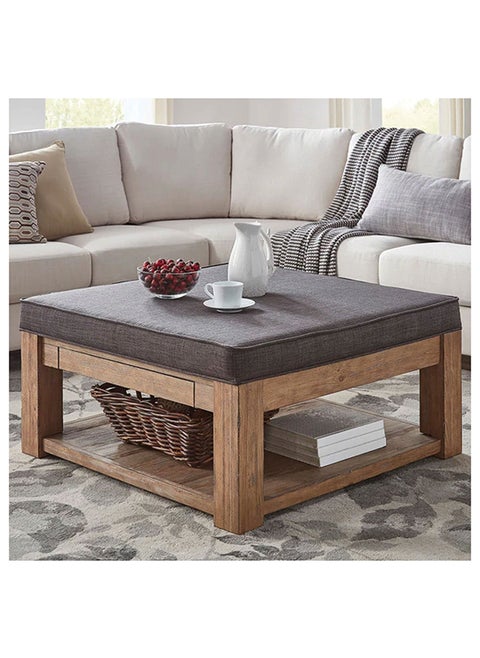 Lennon Square Storage Ottoman Coffee Table in Charcoal Color