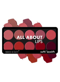 Swiss Beauty Swiss Beauty All About Lip Palette With 10 Pigmented Colors |Creamy Matte Finish Lip Colors Lipstick |Travel Friendly Lip Palette | Multicolor -01, 12gm  - Image 1