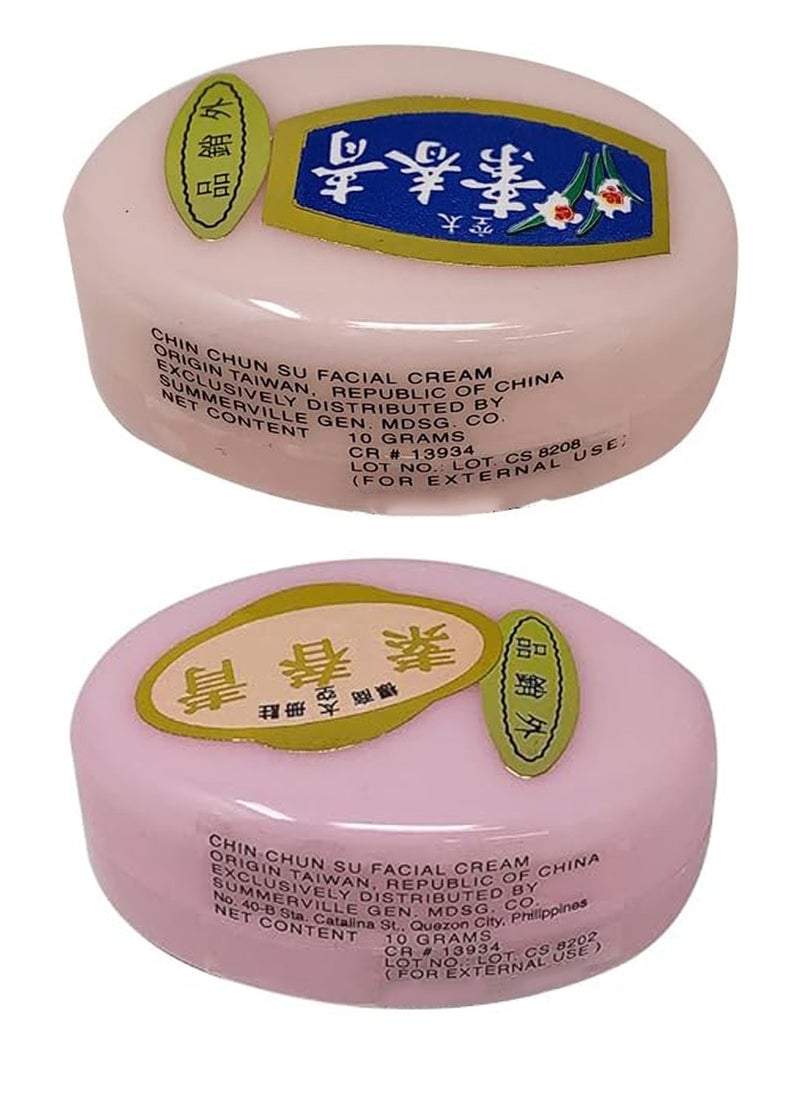Chin Chun Su - Face Cream with Beta Carotene 2 packets x 10g each Green and blue - Image 1