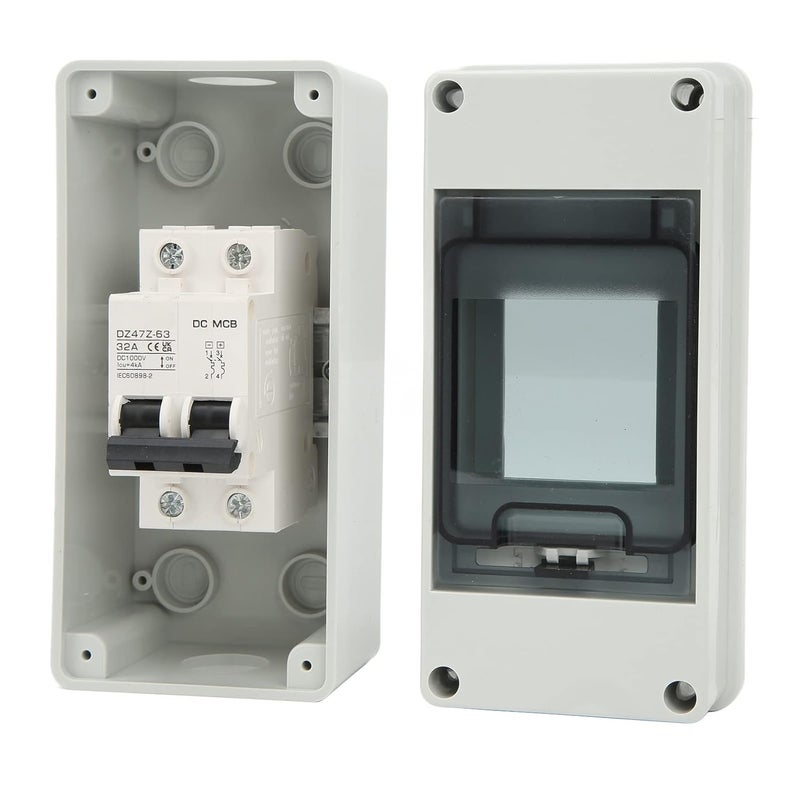 klarako 2P Miniature Circuit Breaker, Circuit Protector DIN Rail Mount, Current Isolator, 32A Waterproof, 4000A Breaking Capacity, DC Circuit Breaker, 1000V - Image 4