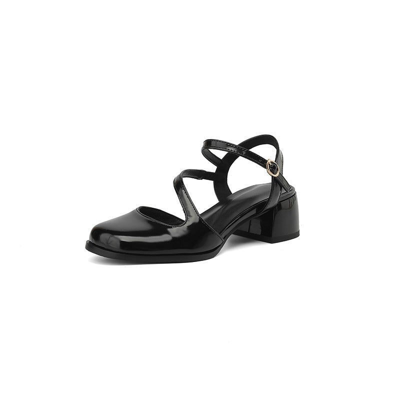 Wish 2024 Summer Comfortable Mid-Heel 33-43 Size Solid Color Women'S Baotou Sandals - Image 1
