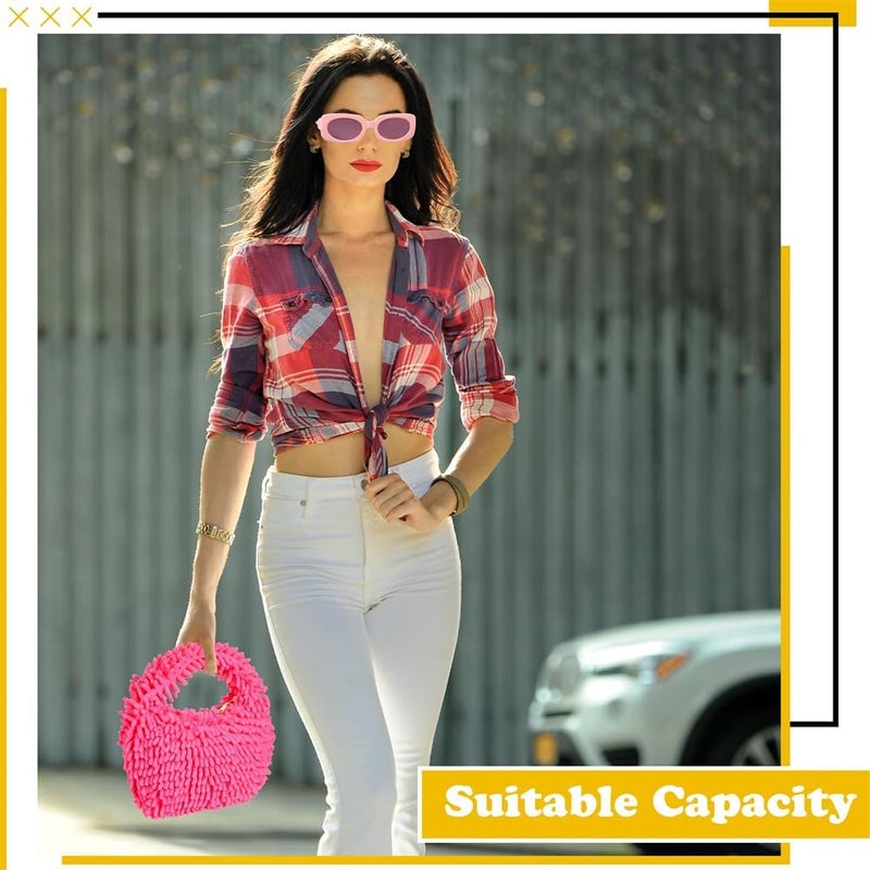 2 Pieces Y2K Fluffy Tote & Sunglasses Set, Fuzzy Plush Handbag & Stylish Accessories - Image 3