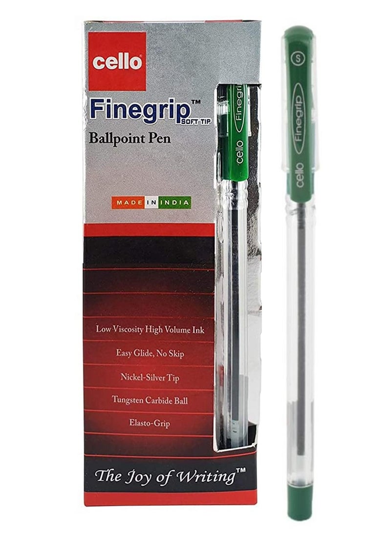 Cello 12-Piece Finegrip Ballpoint Pen Green Ink  - Image 1
