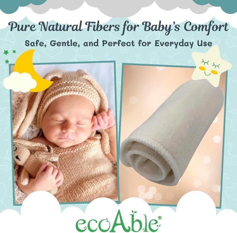 Ecoable 4-Layer Hemp Diaper Inserts – Overnight Boosters for Heavy Wetters – Reusable Absorbency Doublers – Fits Pocket, Cotton Prefold & Cover – Washable Natural Fiber Liners (Pack of 1) - Image 5