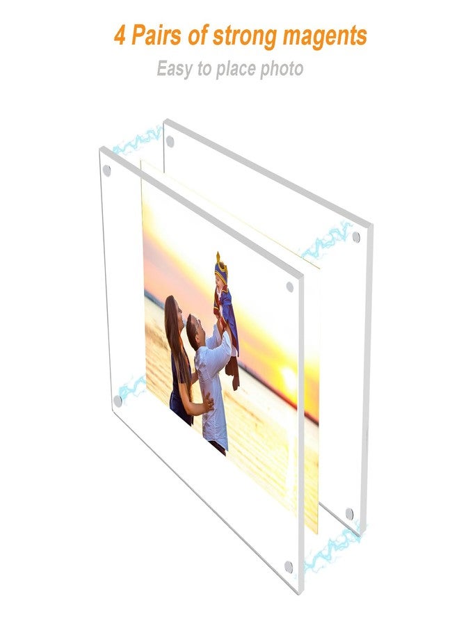 laapee 10 Pack 4x6 Magentic Acrylic Picture Frame, Clear Double Sided Frame with Base, Frameless Floating Lucite Photo Frame Stands on Desk Table Horizontally or Vertically - Image 3