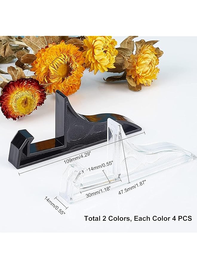 إيروريكس 8 مجموعات من حاملات إطارات الصور البلاستيكية 2 لون أسود وشفاف حاملات الأطباق حامل عرض الصور للوحات الفنية المصنوعة يدويًا والشهادات - Image 3