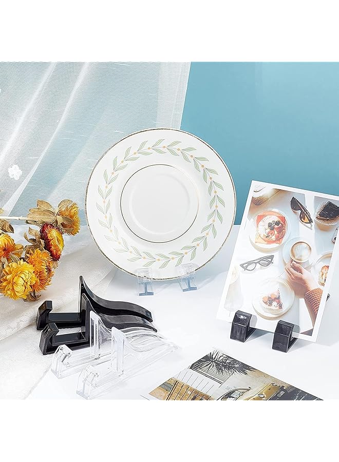 إيروريكس 8 مجموعات من حاملات إطارات الصور البلاستيكية 2 لون أسود وشفاف حاملات الأطباق حامل عرض الصور للوحات الفنية المصنوعة يدويًا والشهادات - Image 5