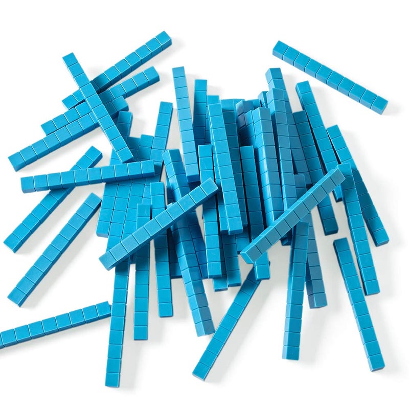 hand2mind Blue Plastic Base Ten Blocks Rods Set, Place Value Blocks, Counting Cubes, Base 10 Math Manipulatives, Teacher Supplies for Math Classroom, Montessori Math Materials (Set of 50) - Image 1
