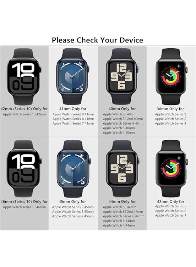 3 Pack Case for Apple Watch Series 10 42mm Hard PC Case with Tempered Glass Screen Protector Waterproof Anti-Scratch Ultra-Thin Protective Cover, Transparent/Rose Gold/Starlight - Image 2