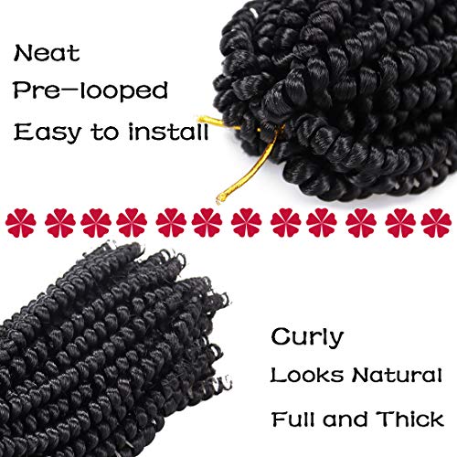 Liyate 7 Packs Spring Twist Braiding Hair Spring Twists Twist Hair Synthetic Fiber Fluffy Twist Crochet Braids Low Temperature Fiber Crochet Hair for Women Braiding Hair(8inch,1B) - Image 3