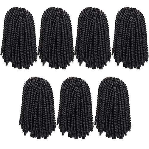 Liyate 7 Packs Spring Twist Braiding Hair Spring Twists Twist Hair Synthetic Fiber Fluffy Twist Crochet Braids Low Temperature Fiber Crochet Hair for Women Braiding Hair(8inch,1B) - Image 2