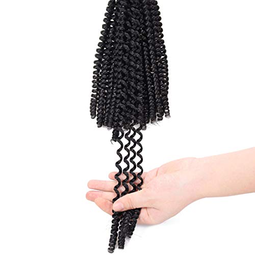 Liyate 7 Packs Spring Twist Braiding Hair Spring Twists Twist Hair Synthetic Fiber Fluffy Twist Crochet Braids Low Temperature Fiber Crochet Hair for Women Braiding Hair(8inch,1B) - Image 5