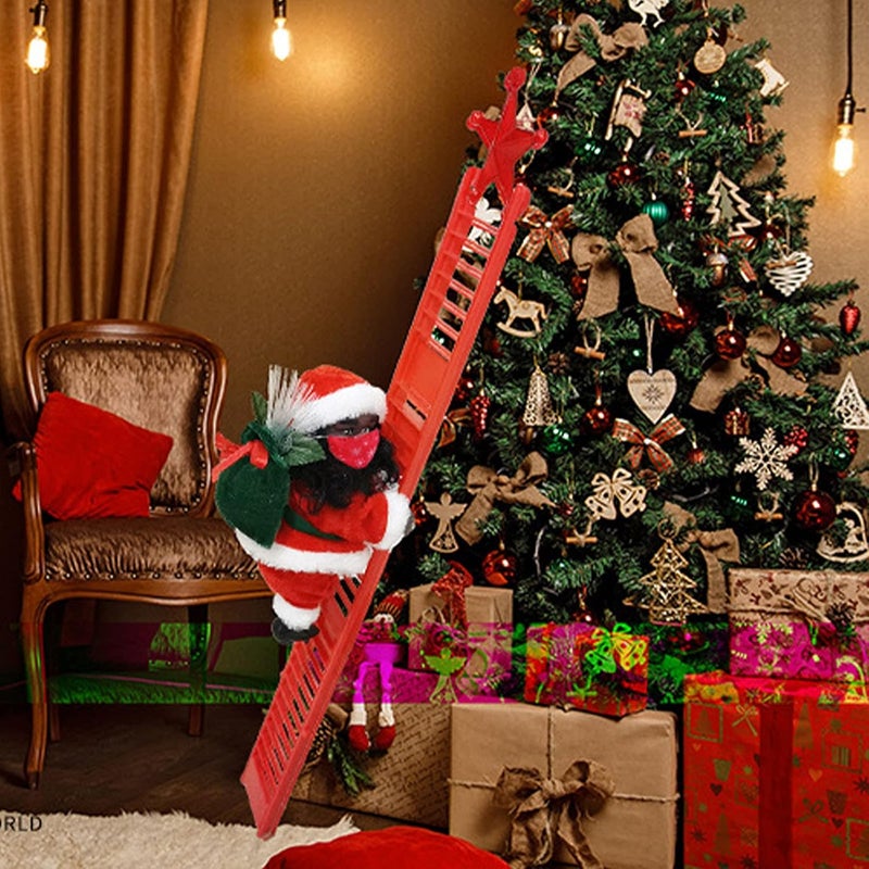 ويوبلز دمية بابا نويل كهربائية متسلقة على خرز، دمية عيد الميلاد المتحركة المعلقة، زينة بابا نويل لعيد الميلاد مع موسيقى، ديكور داخلي وخارجي للحفلات وشجرة المنزل وباب المنزل (#7) - Image 3