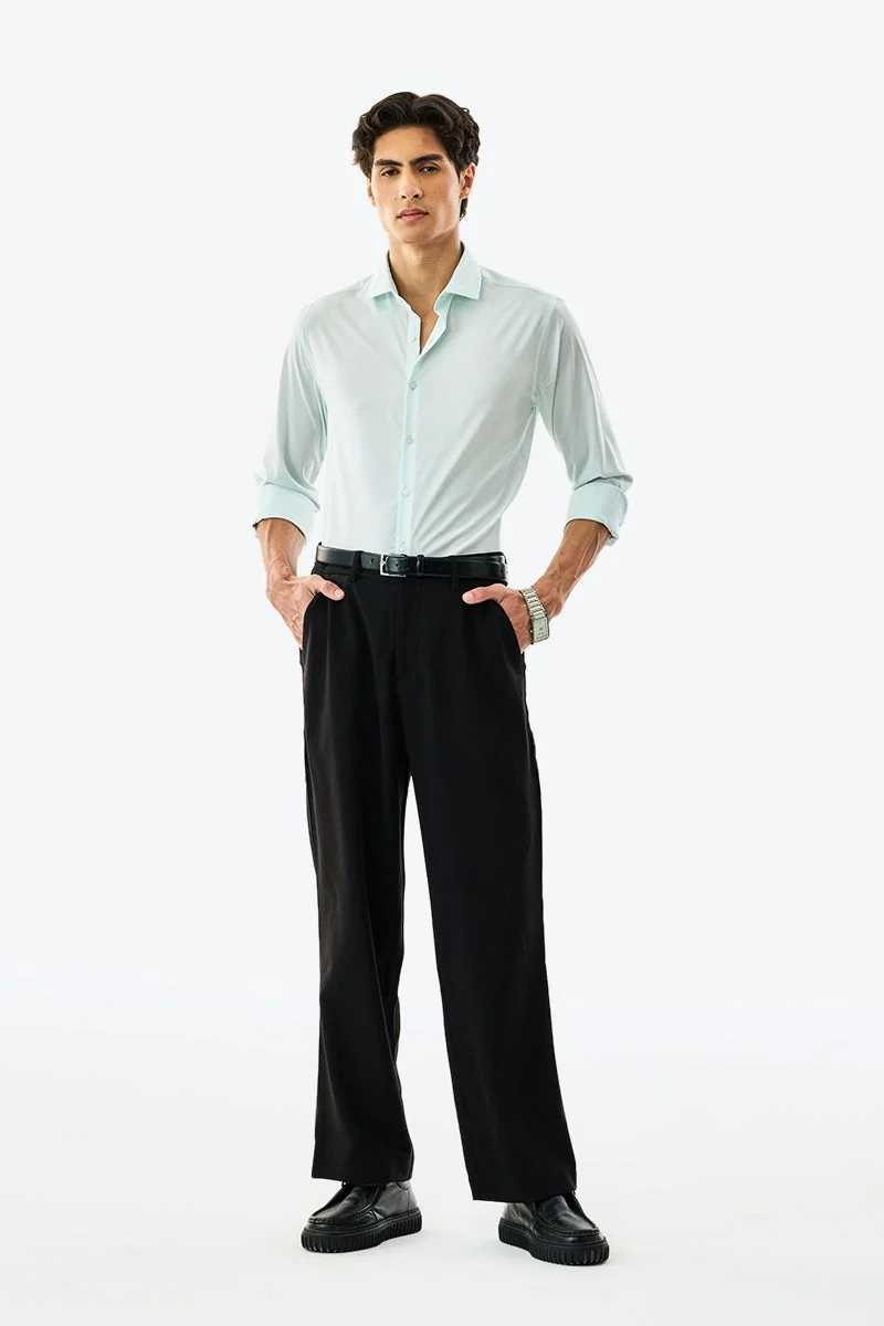 SNITCH Mint Solid Long Sleeve Slim Fit Formal Luxe Shirt