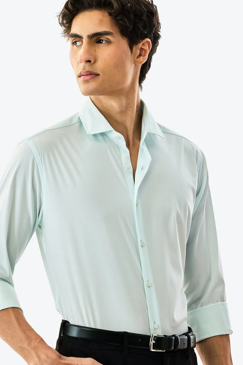 SNITCH Mint Solid Long Sleeve Slim Fit Formal Luxe Shirt