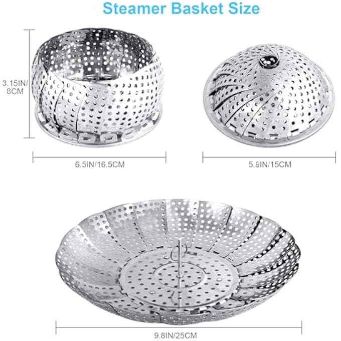 Bukela Vegetable Steamer Basket Stainless Steel Folding Steaming Basket Expandable Collapsible Insert For Cooking Pot Size 59 To 98 Inch - Image 2