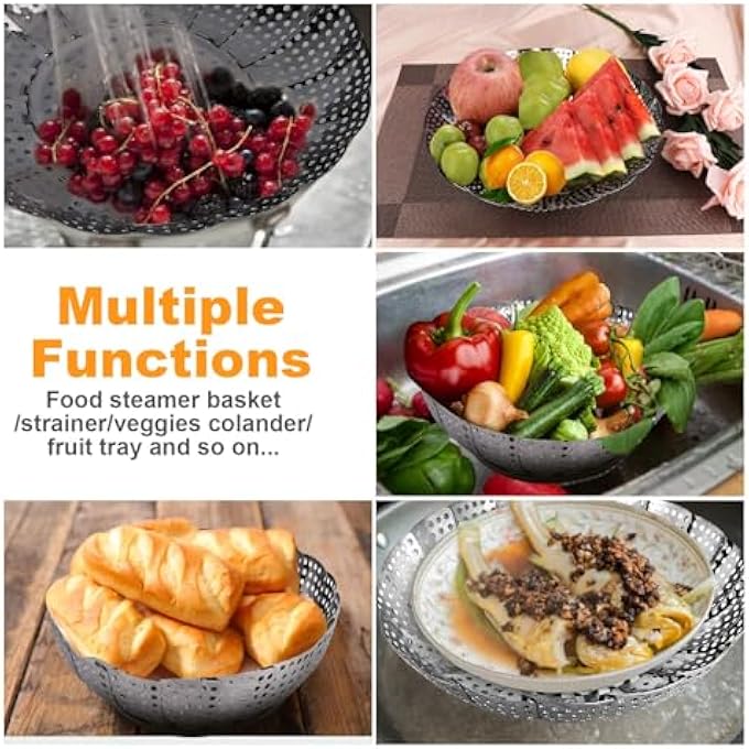 Bukela Vegetable Steamer Basket Stainless Steel Folding Steaming Basket Expandable Collapsible Insert For Cooking Pot Size 59 To 98 Inch - Image 5