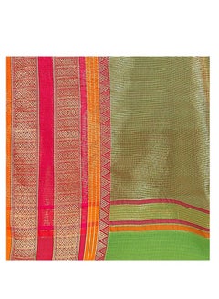 Accessorize Kingdom Women's Temple Border Cotton Saree With Unstiched Blouse Piece  - Image 4