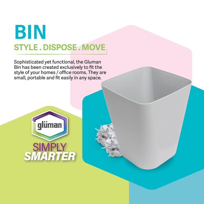 Gluman OpenTop Waste Bin for Home and Office High Grade Plastic Conveniently Small and Portable Size Durable Longlasting 7 Litre Bin Grey Pack of 2 - Image 2