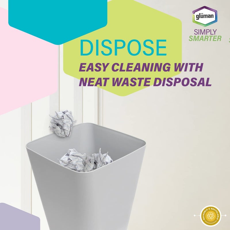 Gluman OpenTop Waste Bin for Home and Office High Grade Plastic Conveniently Small and Portable Size Durable Longlasting 7 Litre Bin Grey Pack of 2 - Image 4
