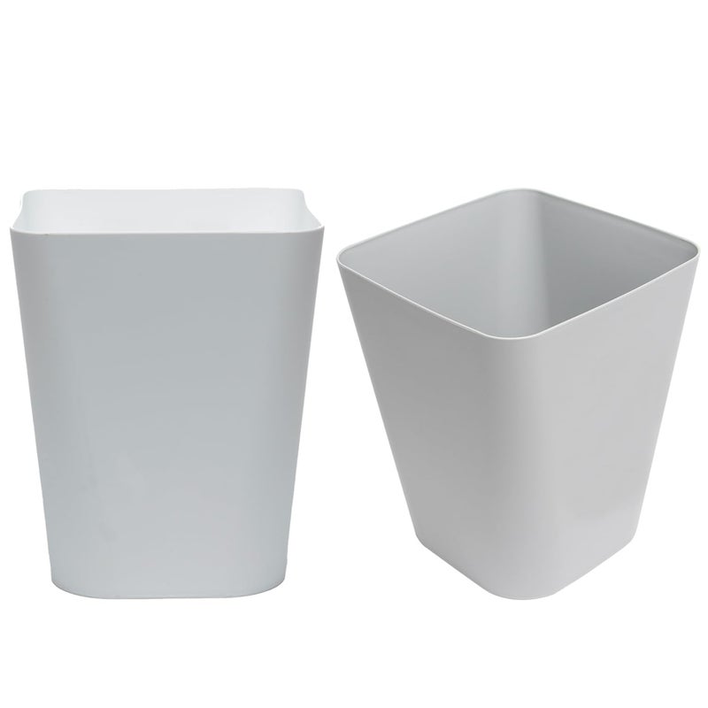 Gluman OpenTop Waste Bin for Home and Office High Grade Plastic Conveniently Small and Portable Size Durable Longlasting 7 Litre Bin Grey Pack of 2 - Image 1