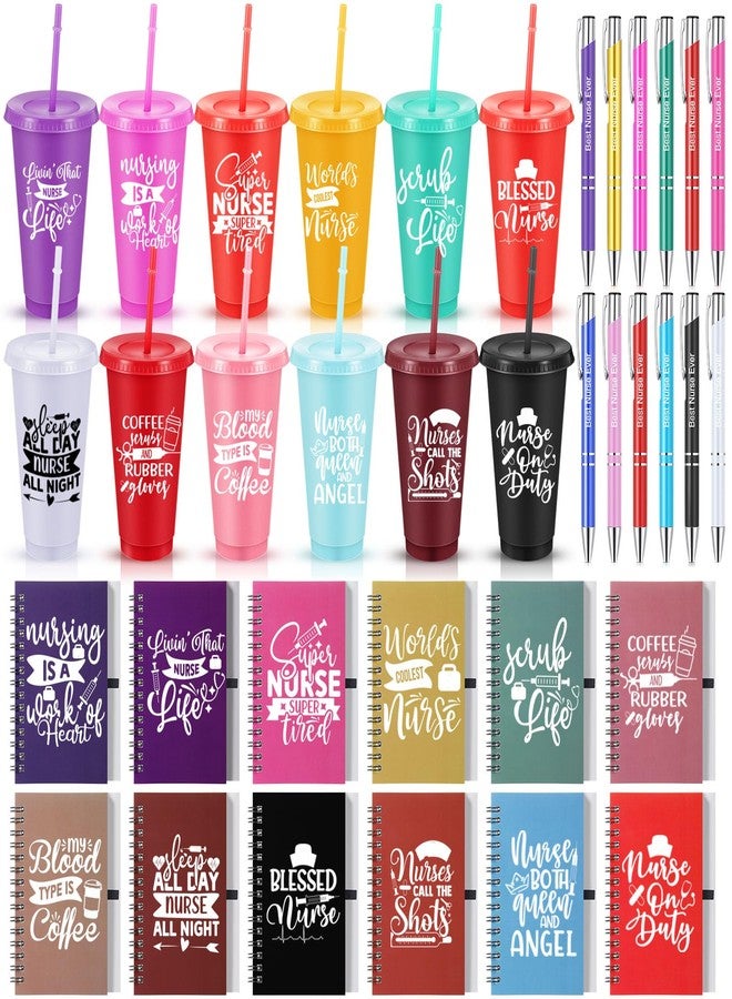 Jingmore 36 Pcs Nurse Appreciation Gift Bulk Include Nurse Coffee Cups Inspirational Motivational Notebooks and Pen, Thank You Gift Set for Nurses Week Nurses Graduation(Elegant - Image 1