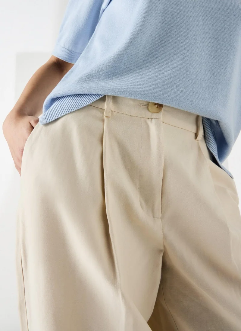 ماتلان Et Vous Cream Barrel Leg Trousers
