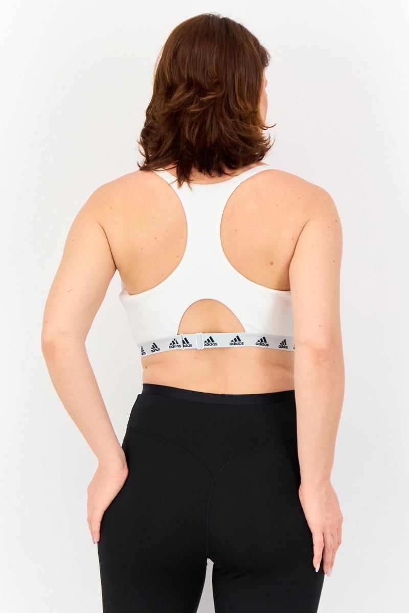 Adidas Women Brand Logo Lightly Padded Sports Bra, White  - Image 3