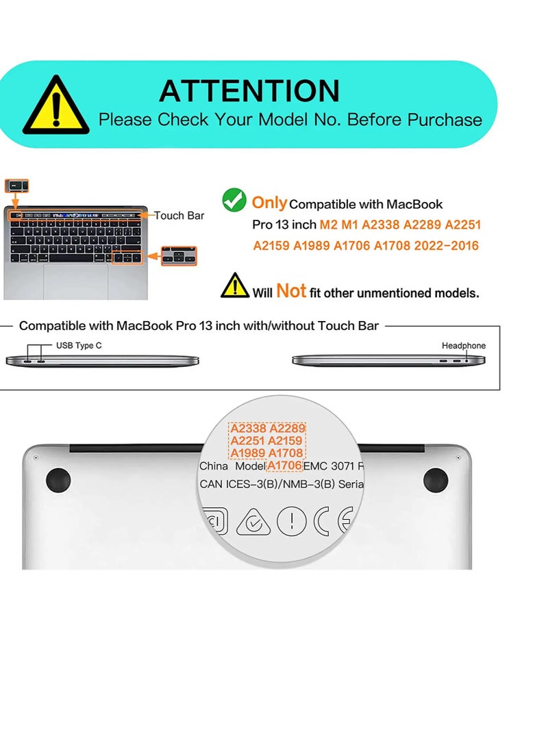 Compatible with MacBook Pro 13 inch Case 2021 2020 2019 2018 2017 2016 Release A2338 M1 A2289 A2251 A2159 A1989 A1706 A1708 Fully Vented Hardshell Cover for 13 inch MacBook Pro Case,Frosted Clear - Image 4