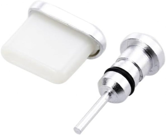 LABRIMP 2-piece Set Type-c Dust Plug and 3.5mm Earphone Silver for 4c/5s P9/Honor Etc - Image 1
