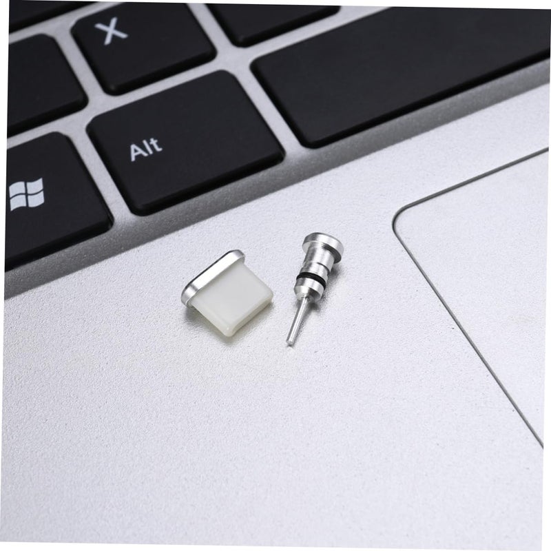 LABRIMP 2-piece Set Type-c Dust Plug and 3.5mm Earphone Silver for 4c/5s P9/Honor Etc - Image 4