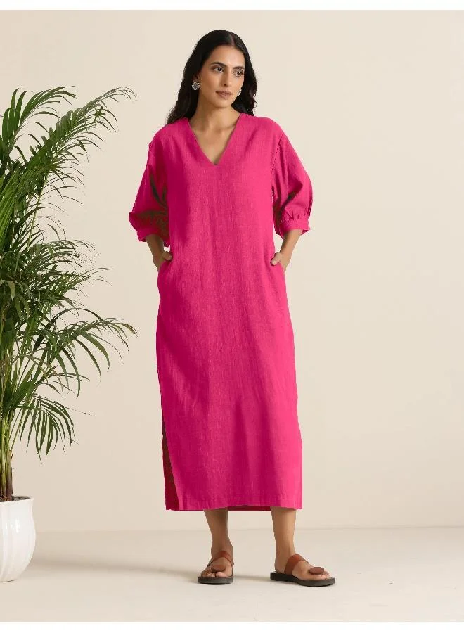 ترو برونز trueBrowns Hot Pink Cotton Blend Long Dress