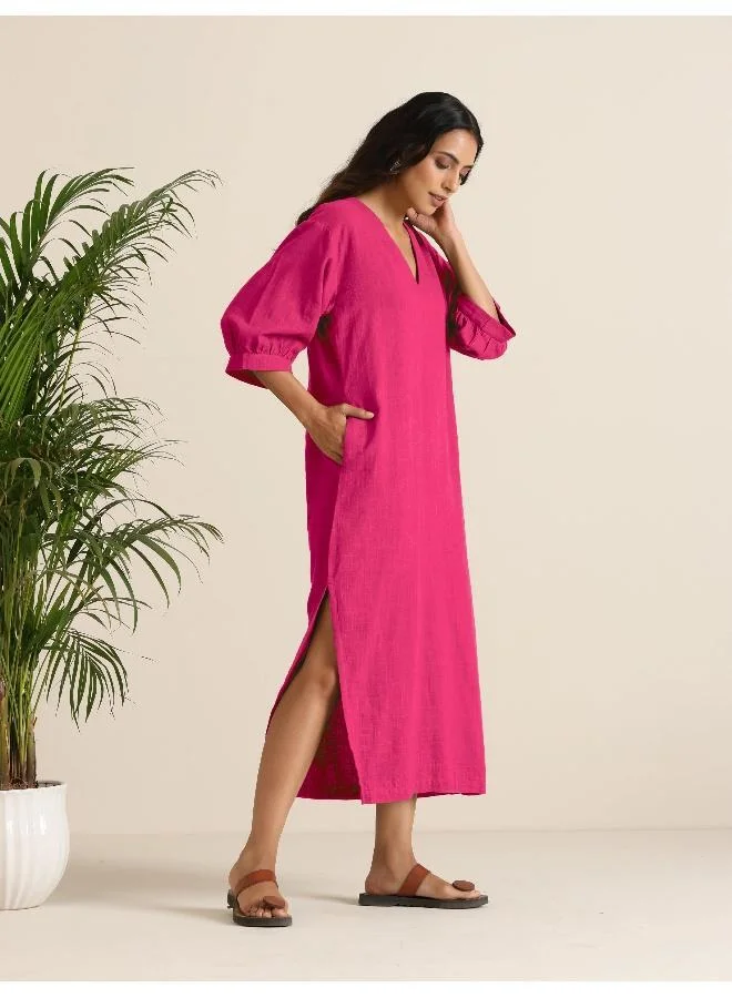 ترو برونز trueBrowns Hot Pink Cotton Blend Long Dress