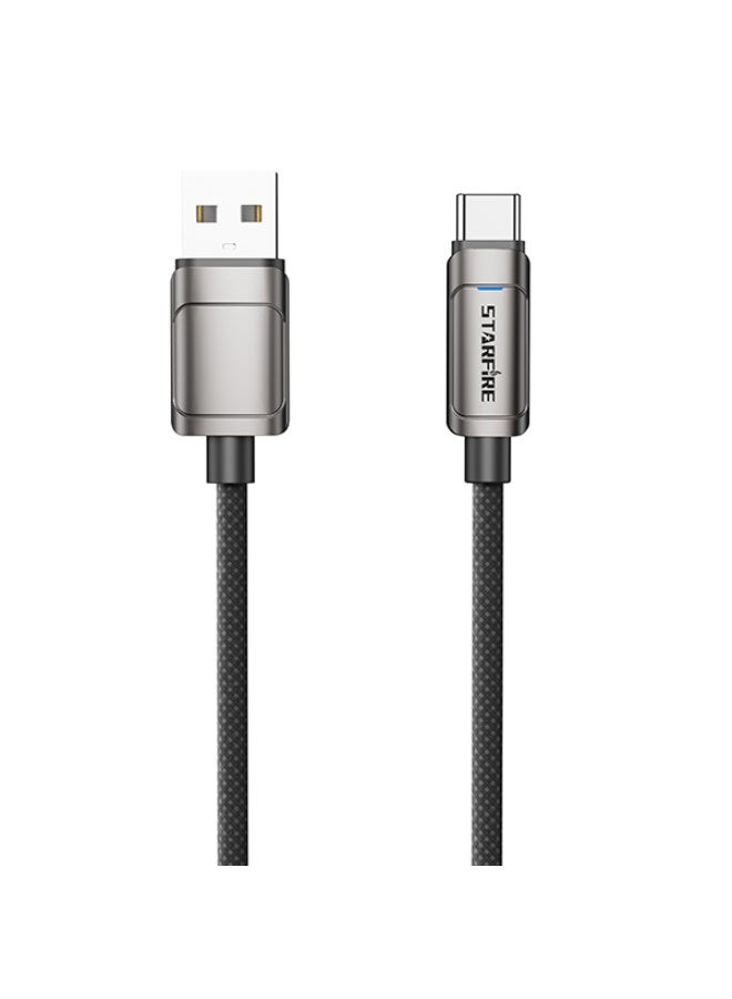 Starfire USB-C Fast Charging Cable, 18W Zinc Alloy Premium Braided Data Cord, 3A High Speed, 48-Count Tangle-Free Weave, 1M (Black-Gray) - Image 1