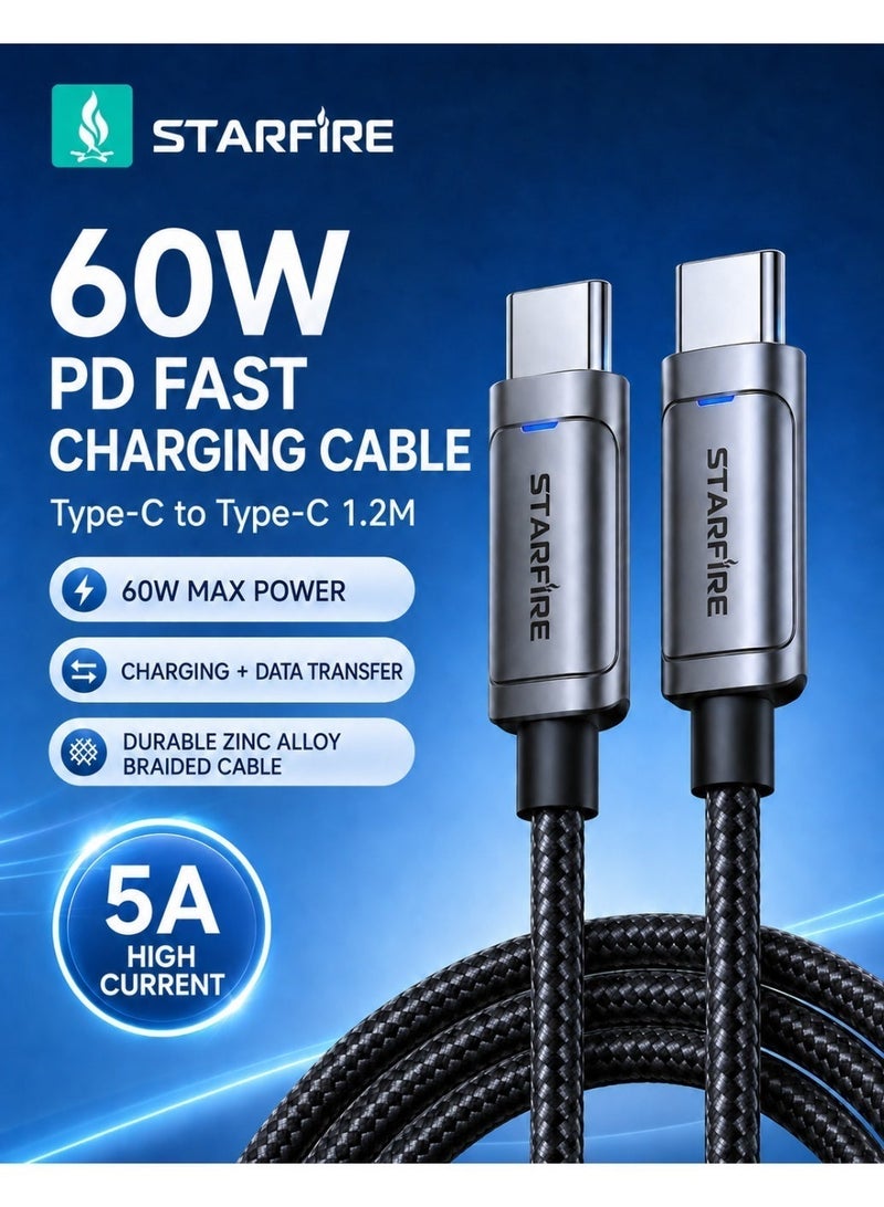 Starfire USB-C Fast Charge Data Cable, 1m, 60W Type-C Or 27W Lightning - Image 2