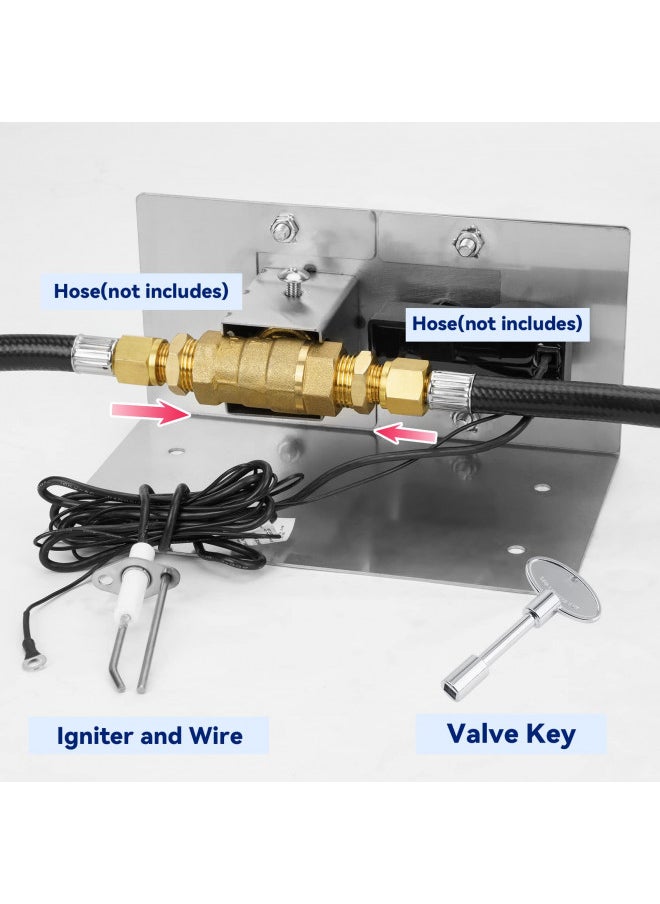 Skyflame Stainless Steel Extensive Fire Pit Gas Burner Spark Ignition Kit - Including Push Button Igniter, 1/2 Straight Gas Key Valve with Key