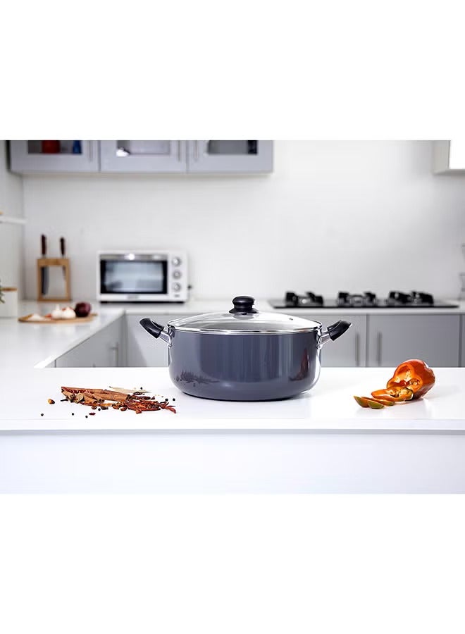 DELCASA Non-Stick Aluminum Casserole Grey/Clear/Black 28cm - Image 4