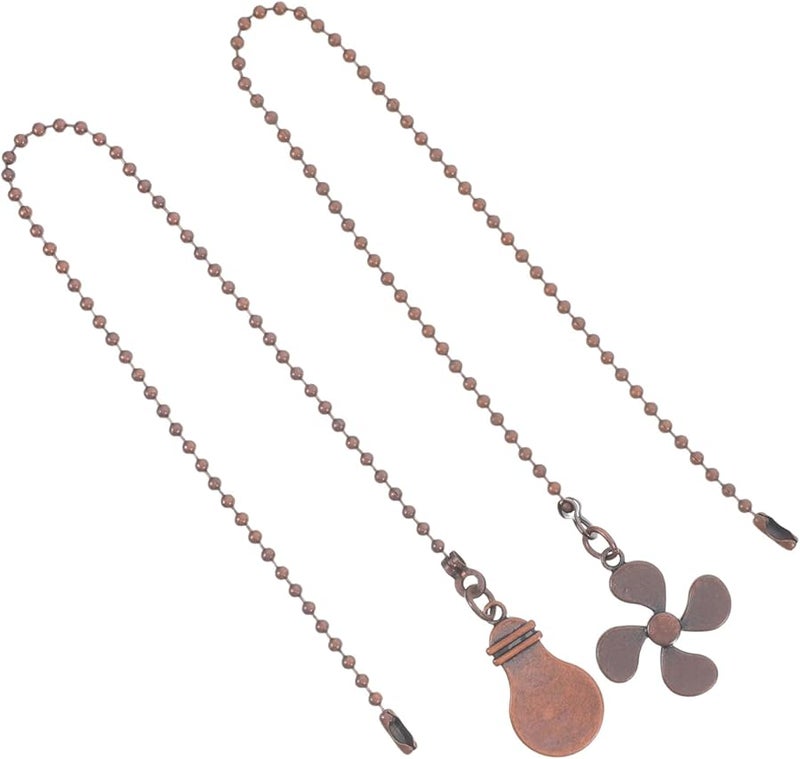 سلسلة سحب مروحة السقف العتيقة باللون البني الداكن 2 قطعة، دلايات تمديد زخرفية سهلة التركيب - Image 1