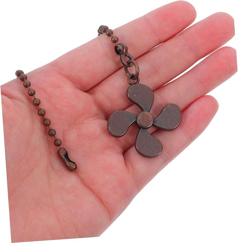 سلسلة سحب مروحة السقف العتيقة باللون البني الداكن 2 قطعة، دلايات تمديد زخرفية سهلة التركيب - Image 5