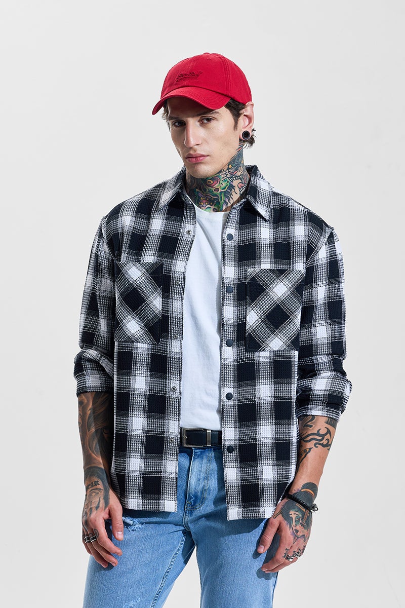 SNITCH Checks Relaxed Fit Overshirt - Image 2