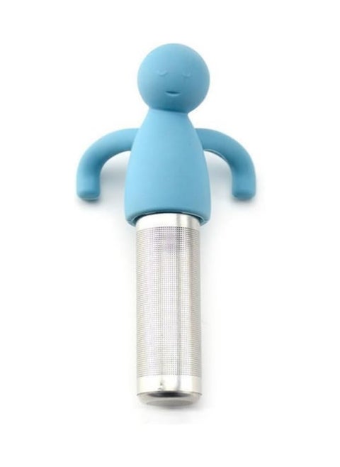 Stainless Steel Tea Infuser - Extra Fine Mesh Tea Strainer with Silicone Handle, 4.3 Inch (Blue)