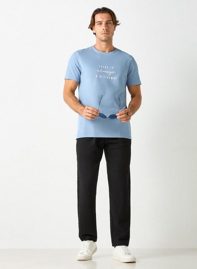 Iconic Typographic Print Crew Neck T-shirt with Short Sleeves - Image 2