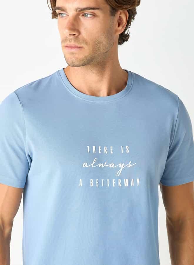 Iconic Typographic Print Crew Neck T-shirt with Short Sleeves - Image 4