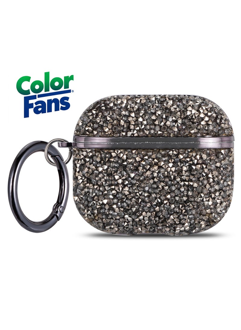 Color Fans - Shiny Diamond Protective Case Suitable for Apple AirPods 4 Cute Rhinestone Cover Girl Portable Keychain Black - Image 1