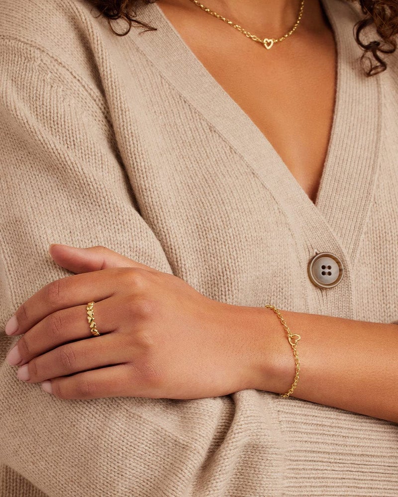 gorjana - Parker Heart Mini Bracelet 7 1/4" - 18k Gold Plated - Celebrate Meaningful Connections - Stacking Bracelets for Style - Elegant Interlocking Design - Image 4