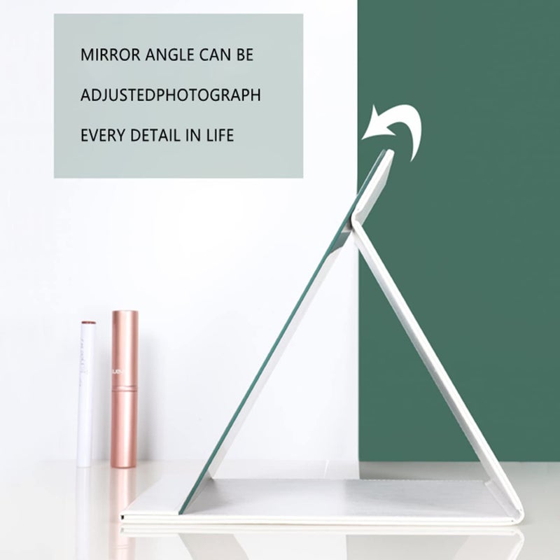 HENIJ Folding Vanity Makeup Mirror Free Standing Super HD Mirror Makeup Mirror Travel Compact Pocket Make Up Mirror for Desk Office Home Camping Travel WhitePack of 2 - Image 4