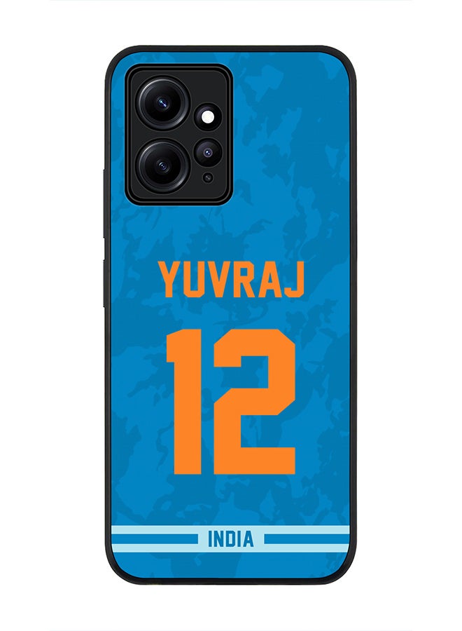 Stylizedd Cover for Redmi Note 12 4G, Rugged Black Slim fit Soft Flexible Thin Protective Phone Cases - Player Name - Yuvraj Singh, Jersey Number- 12 - Image 1