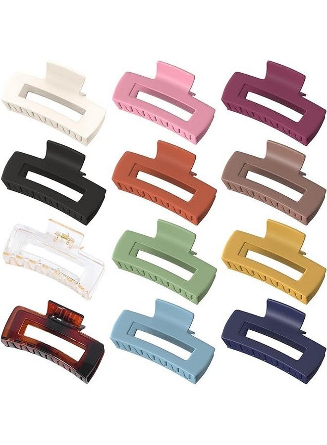 Blubby 12 Pack Large Hair Claw Clips 4.1" Big Square Matte for Women Girls, Strong Hold Banana Clips for Thick Thin Hair - Image 1
