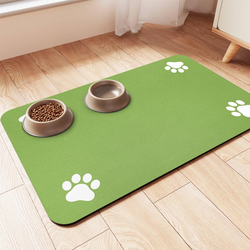 DK177 Pet Feeding Mat-Absorbent Pet Placemat for Food and Water Bowl, with Waterproof Rubber Backing, Quick Dry Water Dispenser Mat for Dog and Cat (20"x12", Lime Green) - Image 1